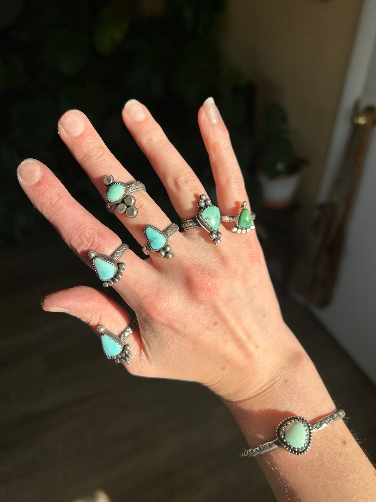 High-Grade Lone Mountain Turquoise Stacker Ring