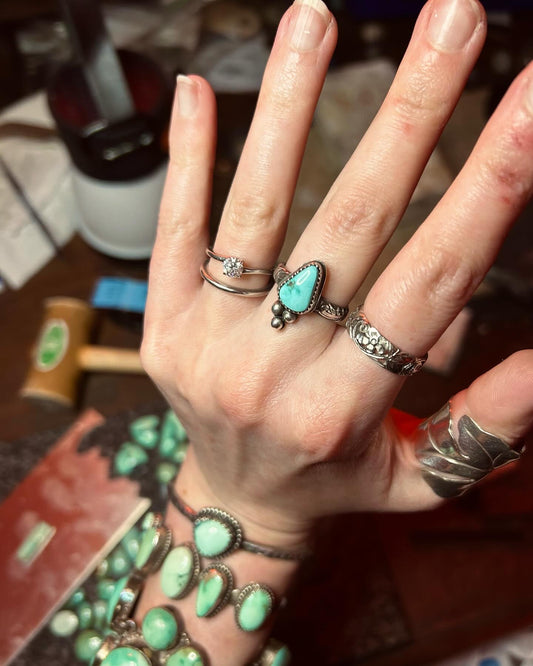 High Grade Lone Mountain Turquoise Stacker Ring