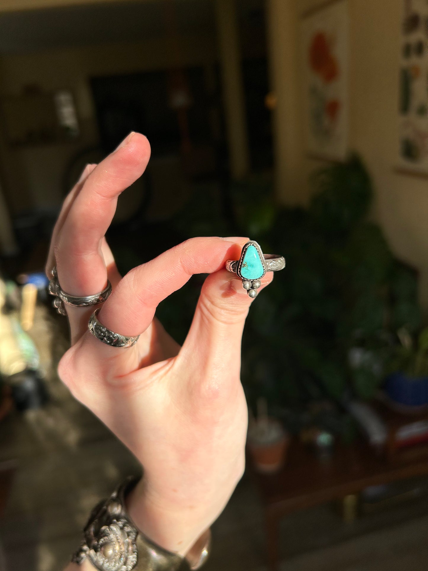 High Grade Lone Mountain Turquoise Stacker Ring
