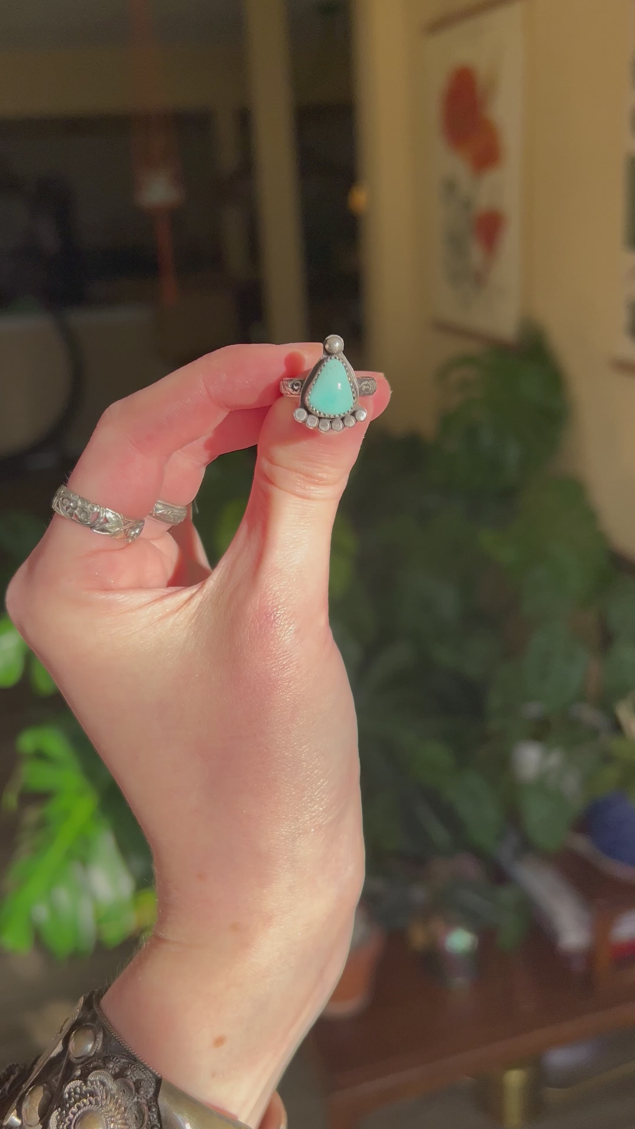 High-Grade Lone Mountain Turquoise Stacker Ring – CurioSilver